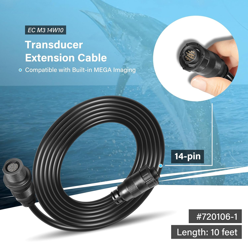 Fish Finder Transducer - Kabel Ekstensi Transduser 10Ft 14Pin Cocok